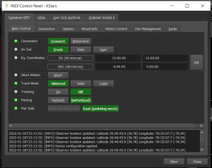 KStars/Ekos INDI Control Panel - Verify connections