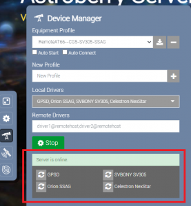 Astroberry Device Manager Server Online