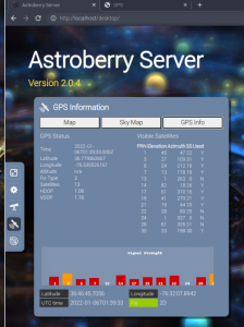 Astroberry Server GPS Information Panel