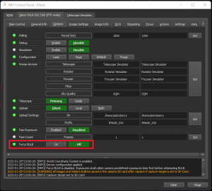 Nikon D60 - Turn off Force Bulb in INDI Control Panel