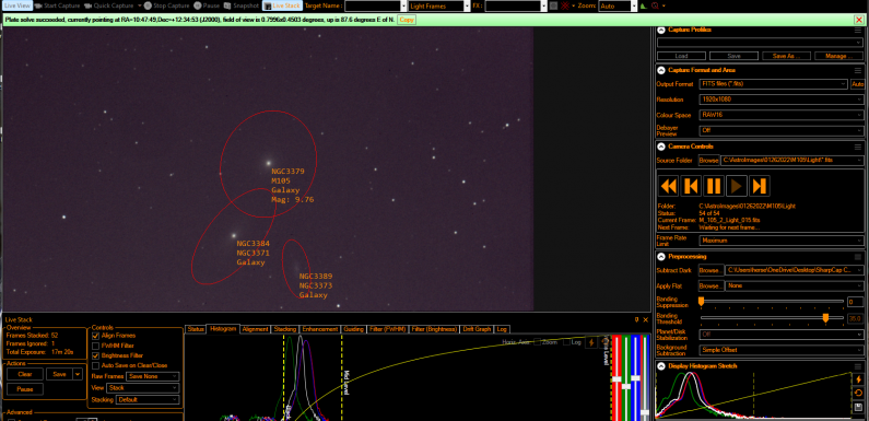 SharpCap Live Stack Deep Sky Annotation