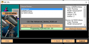 Celestron Motor Controller Update Utility (Legacy)