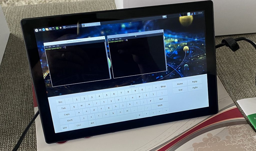 Raspberry Pi with on-screen touch keyboard.