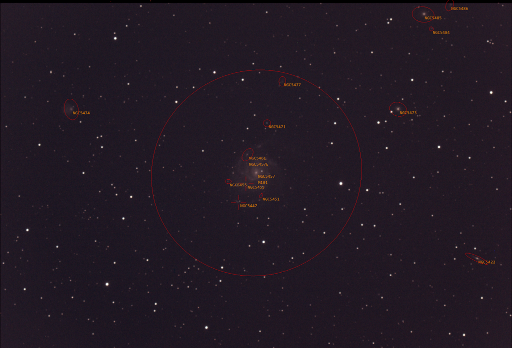 M101 - Pinwheel Galaxy - SharpCap Annotated Image - EAA Capture 05/20/2022
