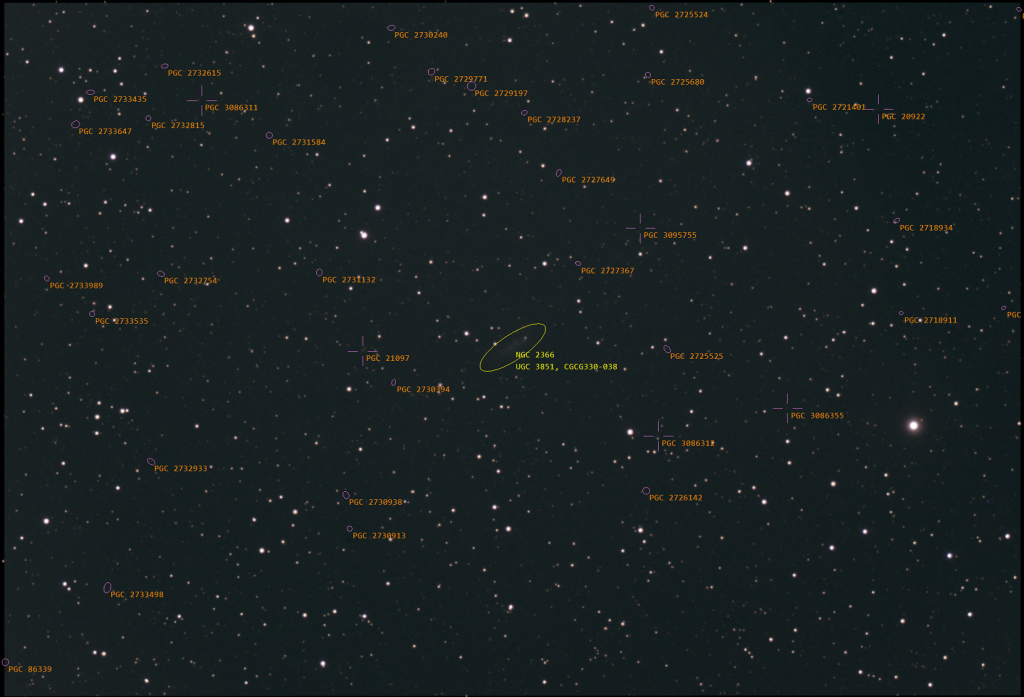 NGC 2366 SharpCap Annotations EAA Capture 05/29/2022