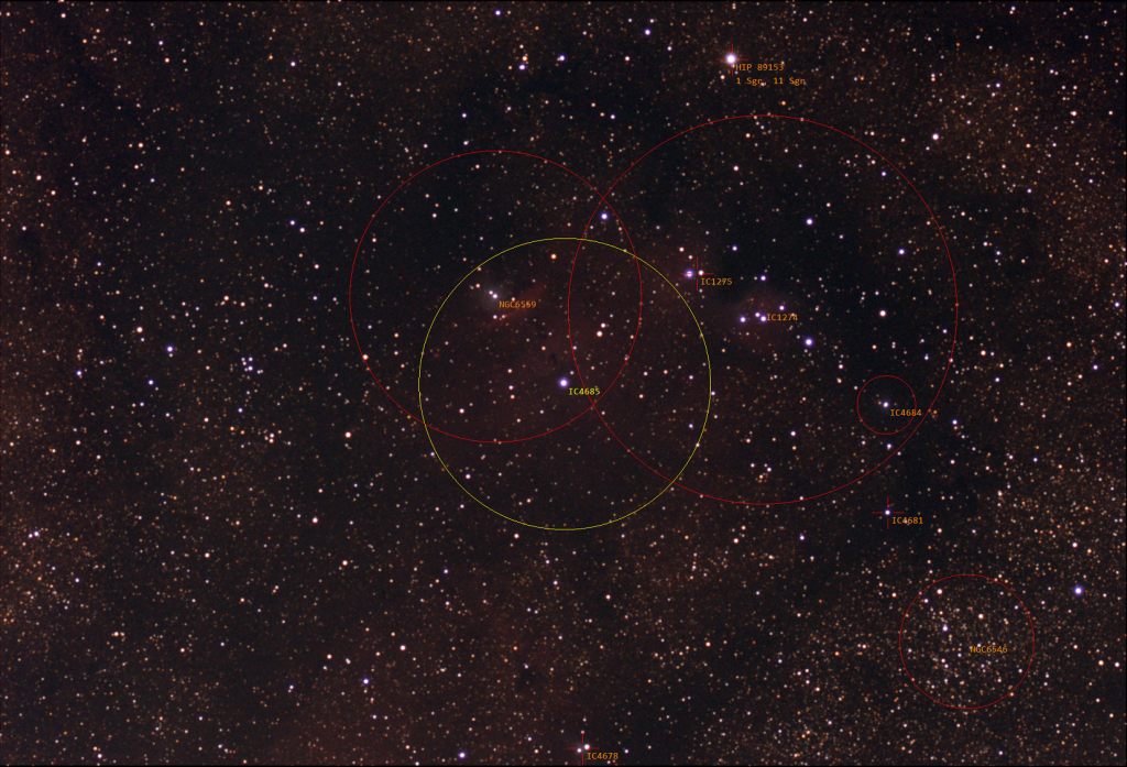 IC 4685 - Emission Nebula with Annotation - EAA Capture 06/19/2022