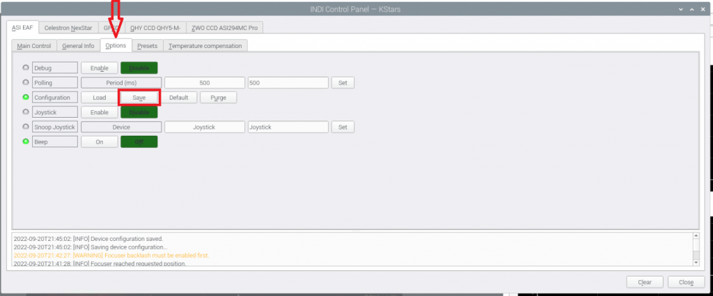 EAF - Save Configuration