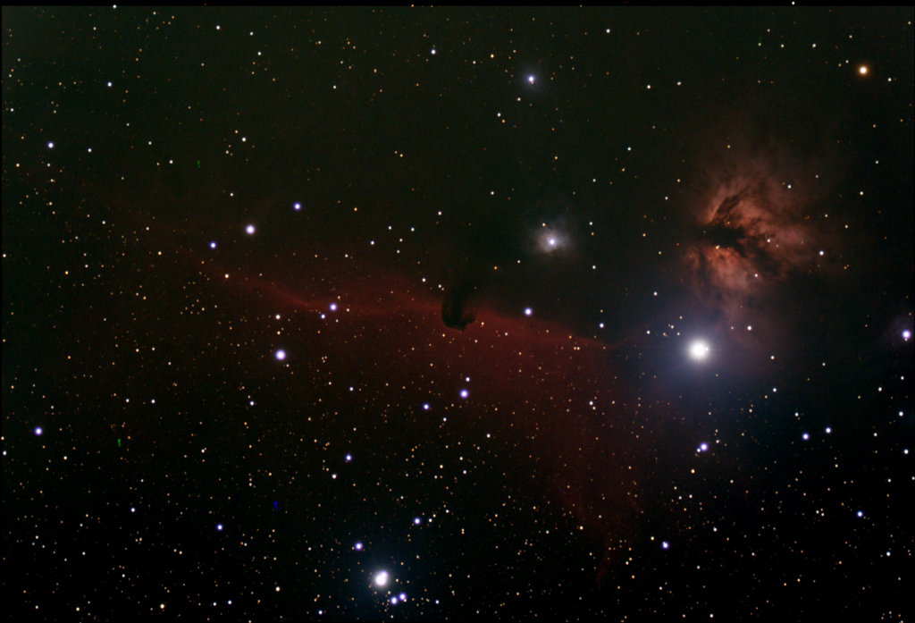 IC 434, the Horsehead Nebula, and NGC 2024 , the Flame Nebula - EAA Captured 12/16/2022