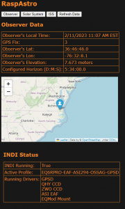 RaspAstro - Observer and INDI Information