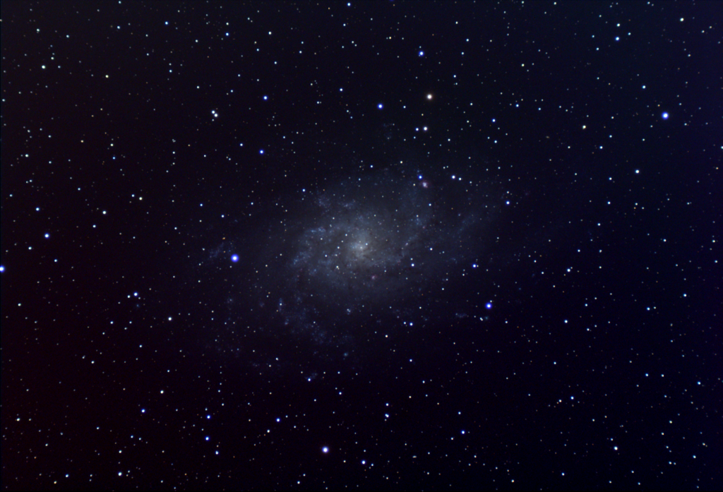 M33, Triangulum Galaxy, SharpCap Stack of 35 x 180 second exposures. Captured on 9/15/2023