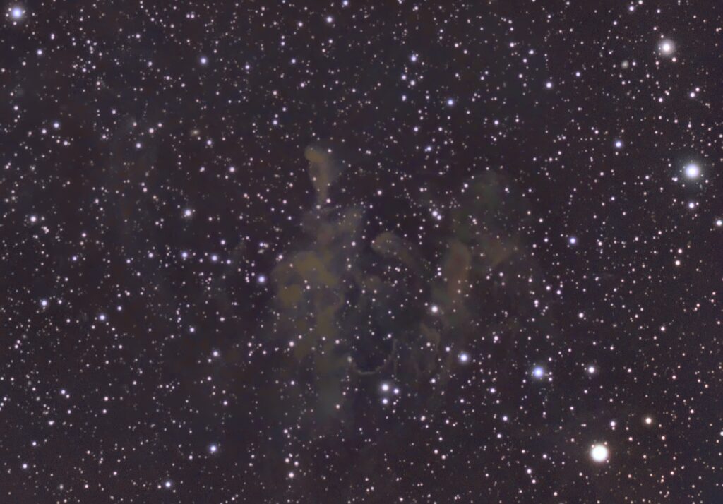 LBN 762, The Drunken Dragon Nebula. 140 x 180 seconds stacked and processed in Siril.