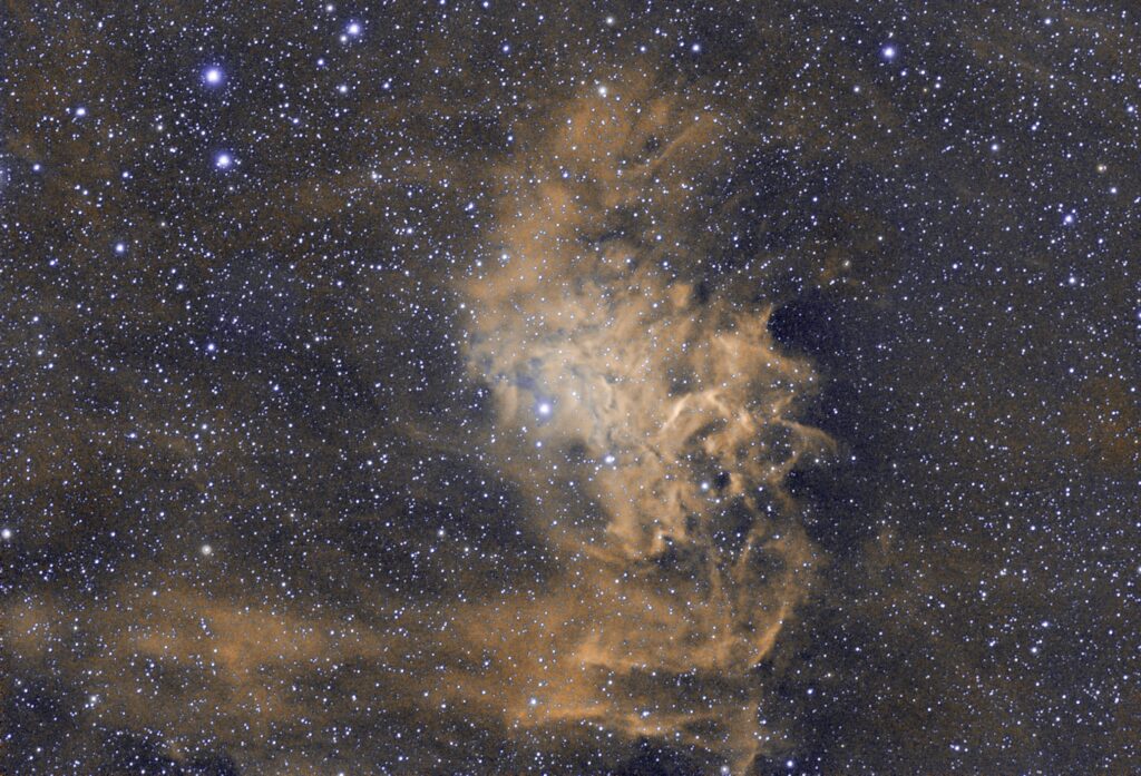 IC 405, Flaming Star Nebula, 63 x 120 seconds from 12/30/2023, Siril HubbleMatic Script