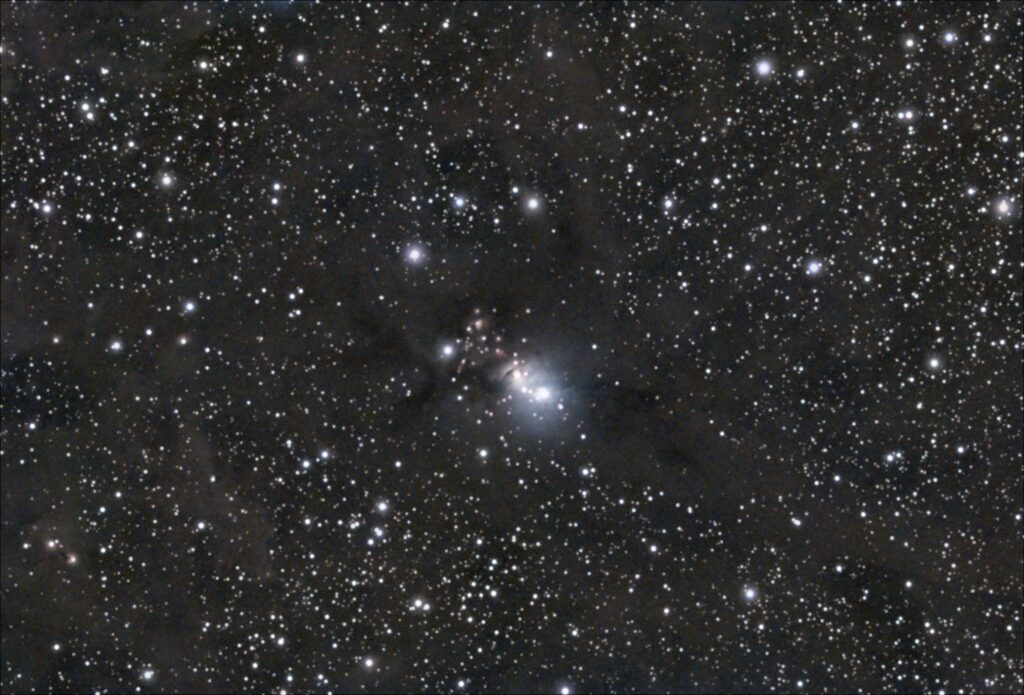 NGC 1333, Reflection and Dark Nebula, 66 x 180 seconds, captured 1/11/2024, processed in Siril. 