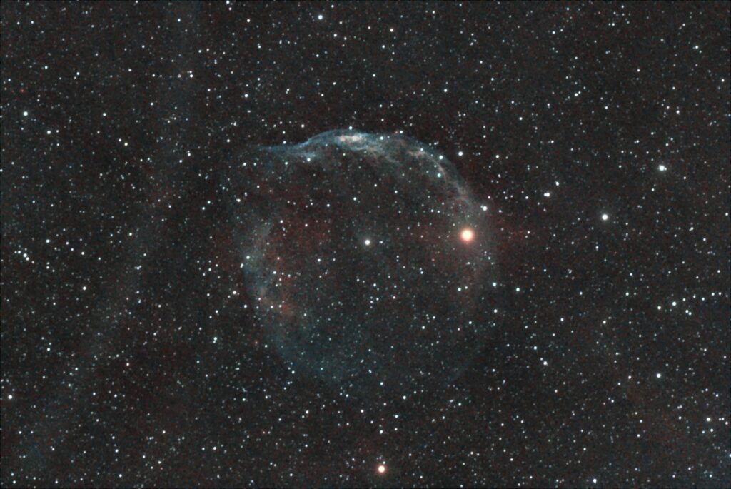 The Dolphin Head Nebula, SH2-308, LBN 1052, 37 x 180 seconds captured on 01/20/2024, stacked and processed in Siril.
