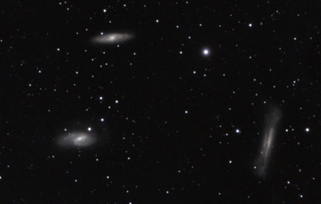 The Leo Triplet M65, M66, NGC 3628. 18 x 300 seconds stacked and processed with Siril.