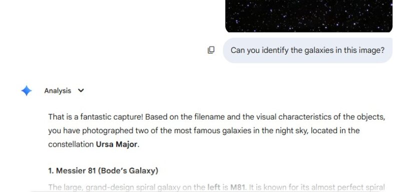Astrophotography with Google Gemini AI