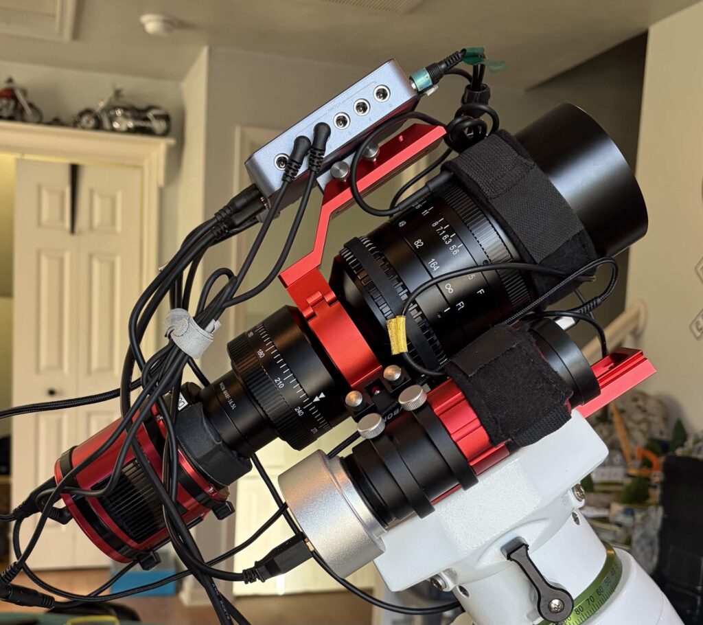 SV555 scope, SV165 guidescope, SV241 Pro Power Box, OSSAG, and ASI294MC Pro Camera on the EQ6R Pro in my Office